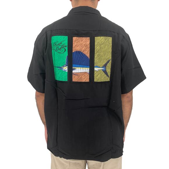NATIVE OUTFITTERS Camp Shirt Size M New $99 Black Sailfish Boating Water Fishing - Picture 1 of 9